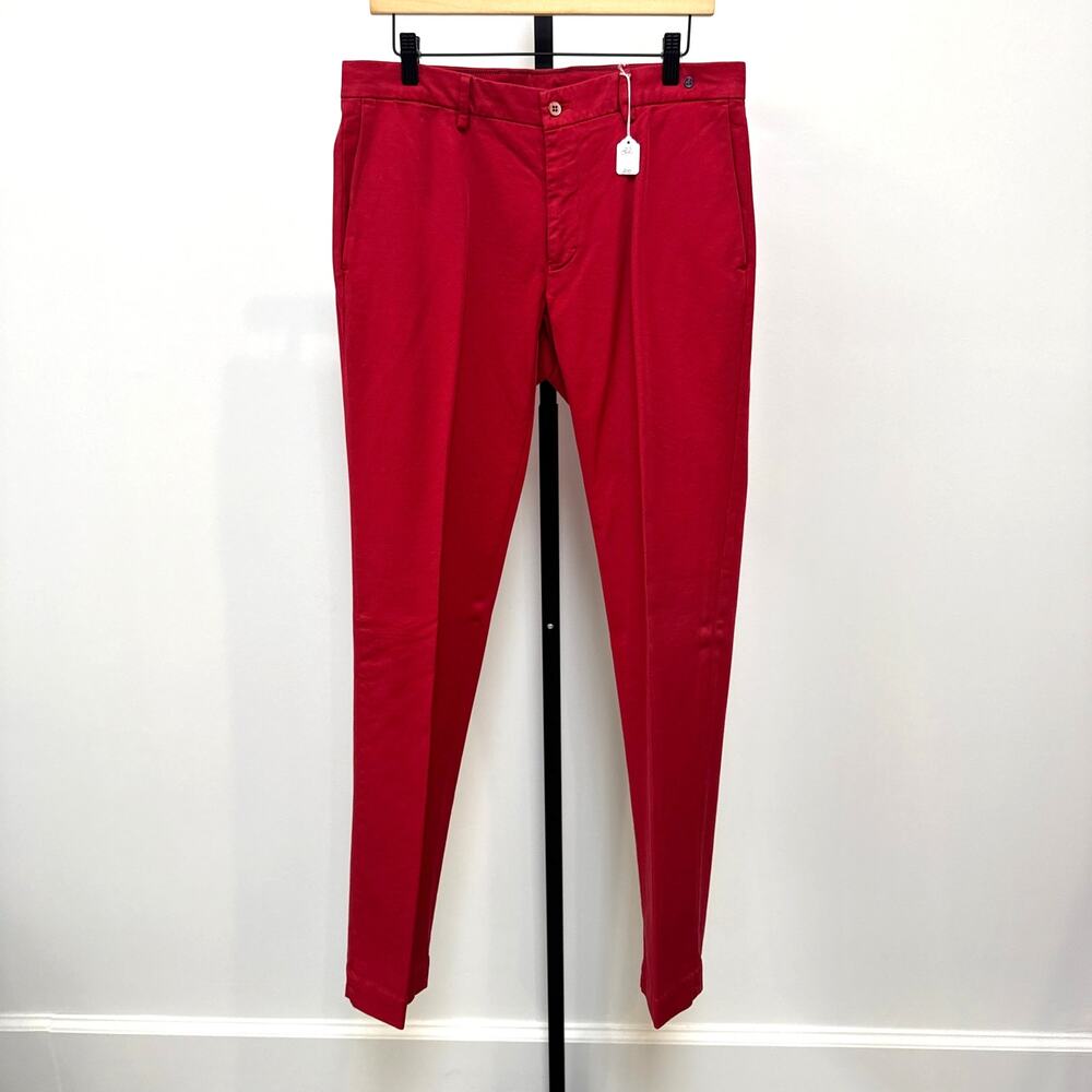 Mason's Em's Tailored Red Cotton Straight Leg Chino Pants 48 NEW Pleated Trouser